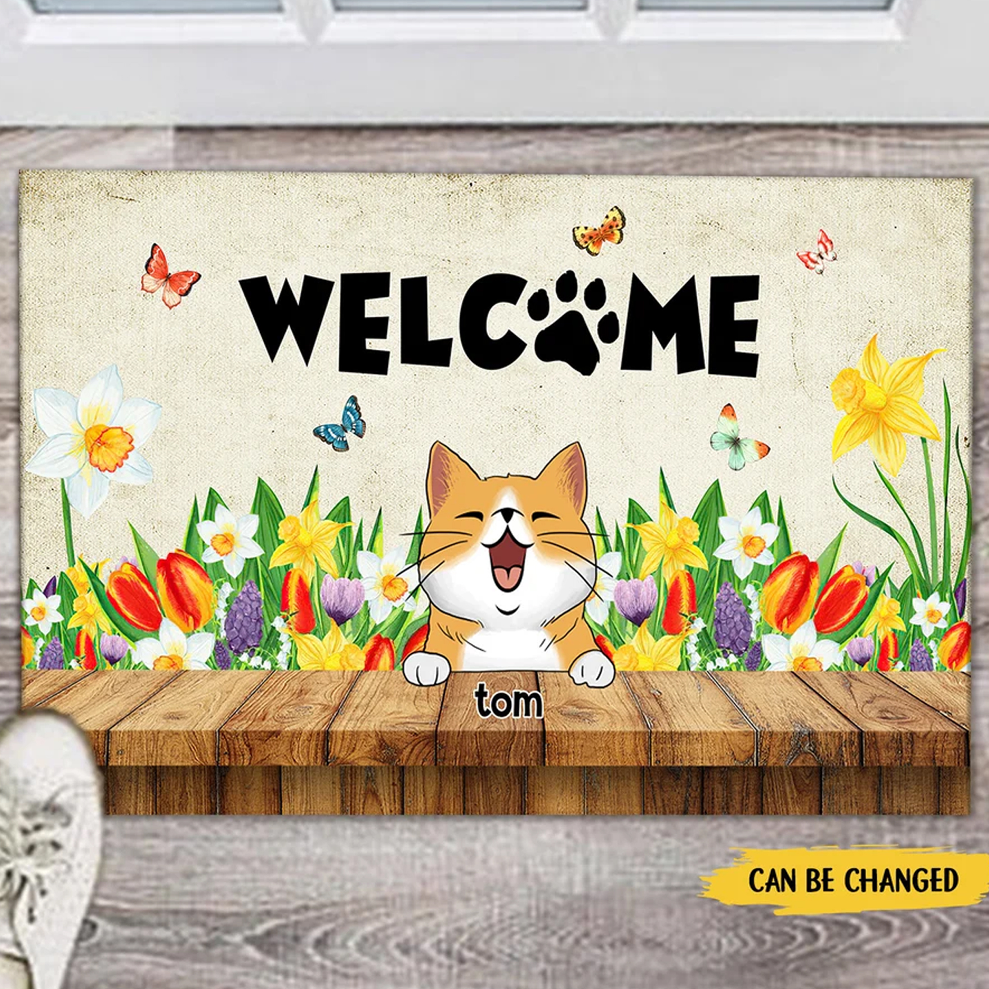 Personalized Cat Doormat Welcome Door Mat Pet Welcome Mat Funny Welcome To Our Home Gift For Pets Custom Cat Doormat Decorative Mat